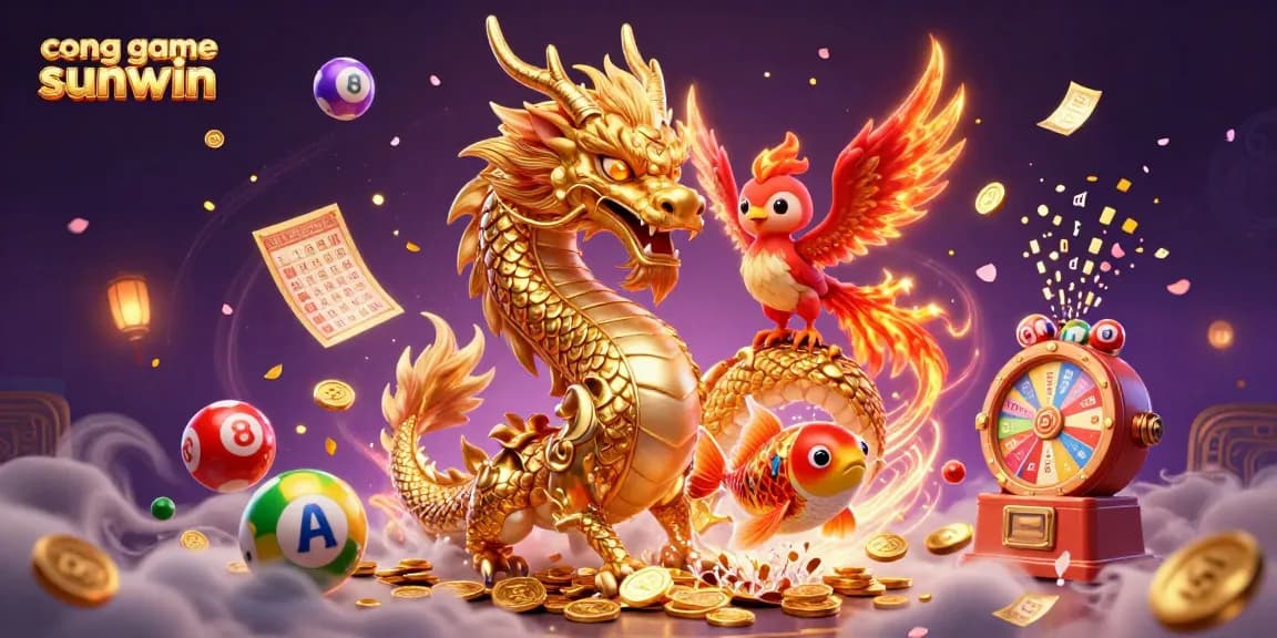 Experience the excitement of cong game sunwin with vibrant characters and casino elements in a dynamic, colorful illustration.