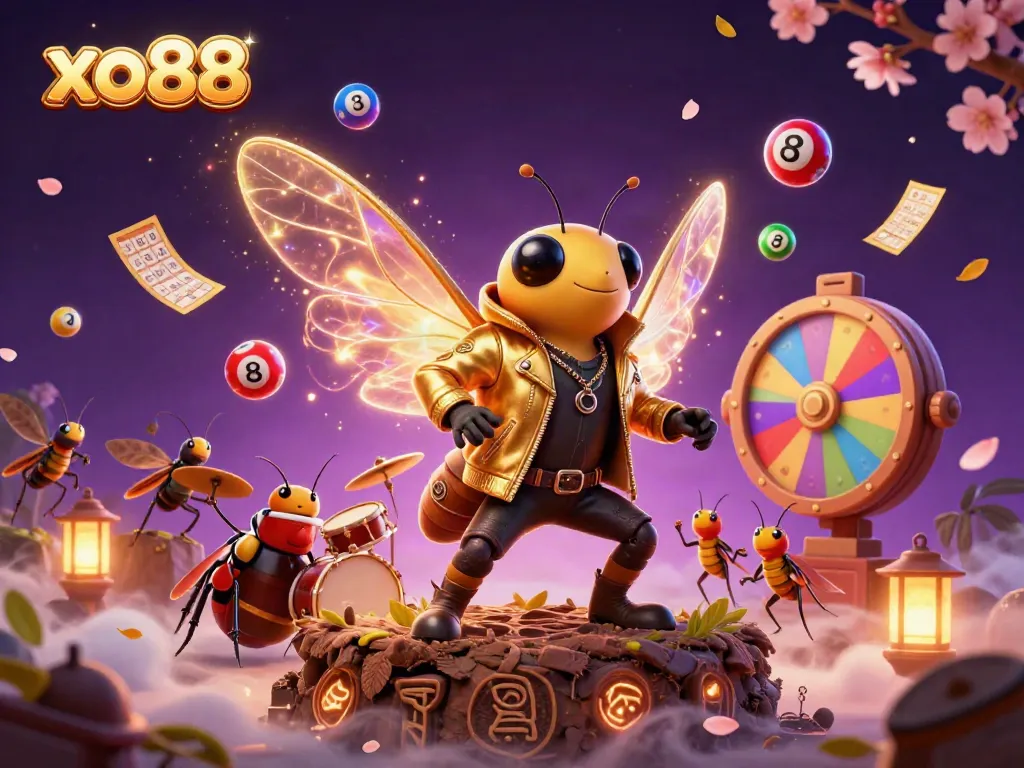 Experience the excitement of xo88 with a vibrant 3D illustration showcasing dynamic casino elements and characters.