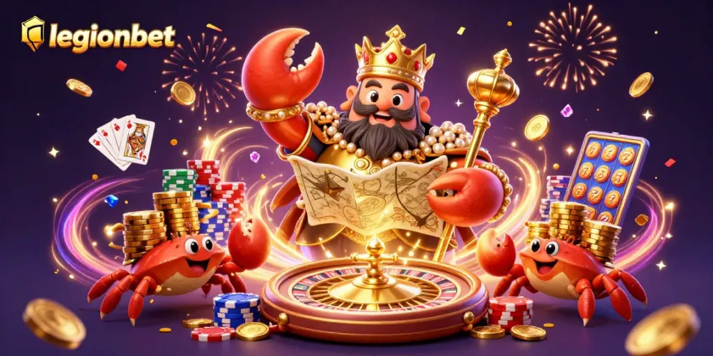 Experience thrilling gameplay at legionbet with a stunning 3D casino illustration featuring vibrant characters and action.