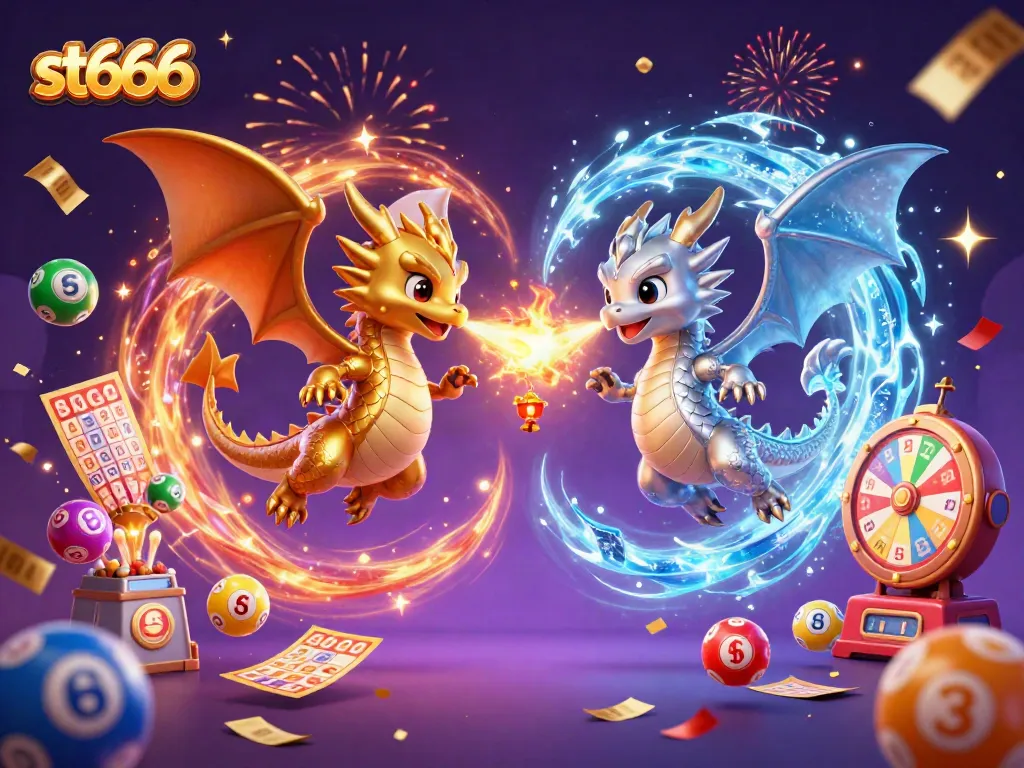 Experience thrilling gaming at st666 with dynamic 3D casino-inspired dragons and vibrant elements.