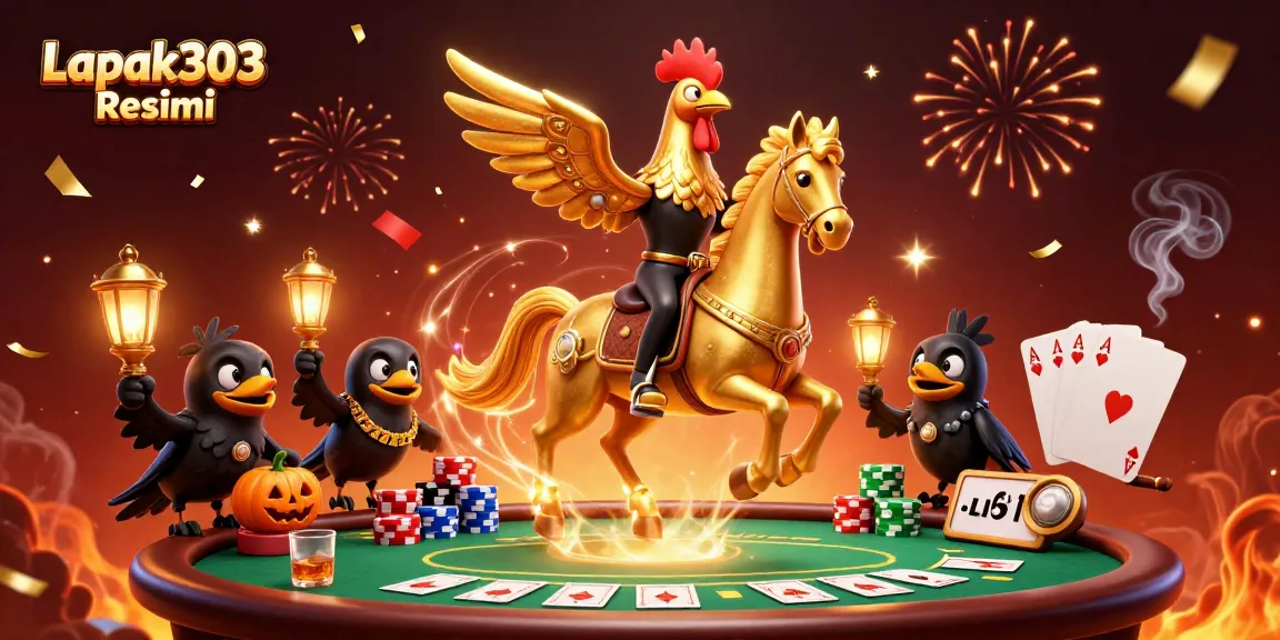 Experience thrilling online gaming with Lapak303 Resmi in this vibrant casino illustration.