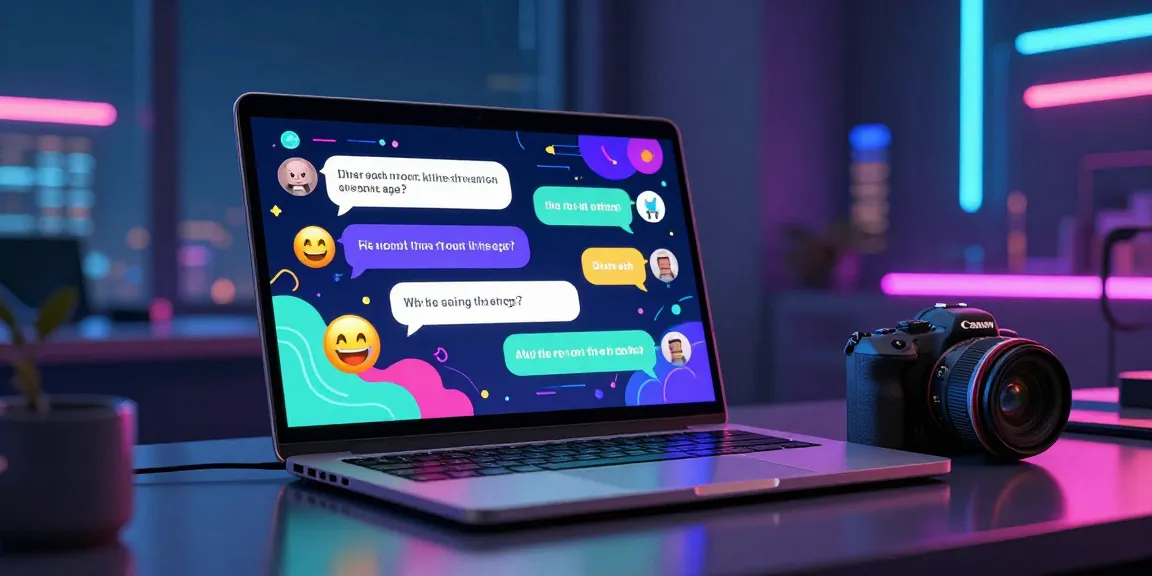 Engaging in a lively nsfw ai chat session on a sleek laptop with vibrant graphics.