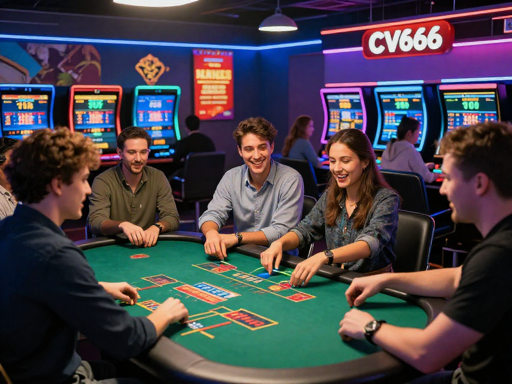 Engaged players exploring CV666's live betting and casino environment with vibrant atmosphere.