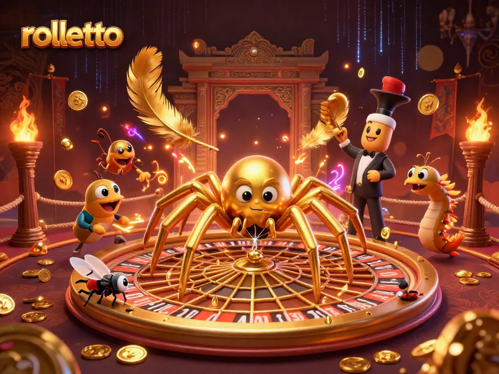Engage in thrilling bets at Rolletto's roulette wheel in an exciting casino scene