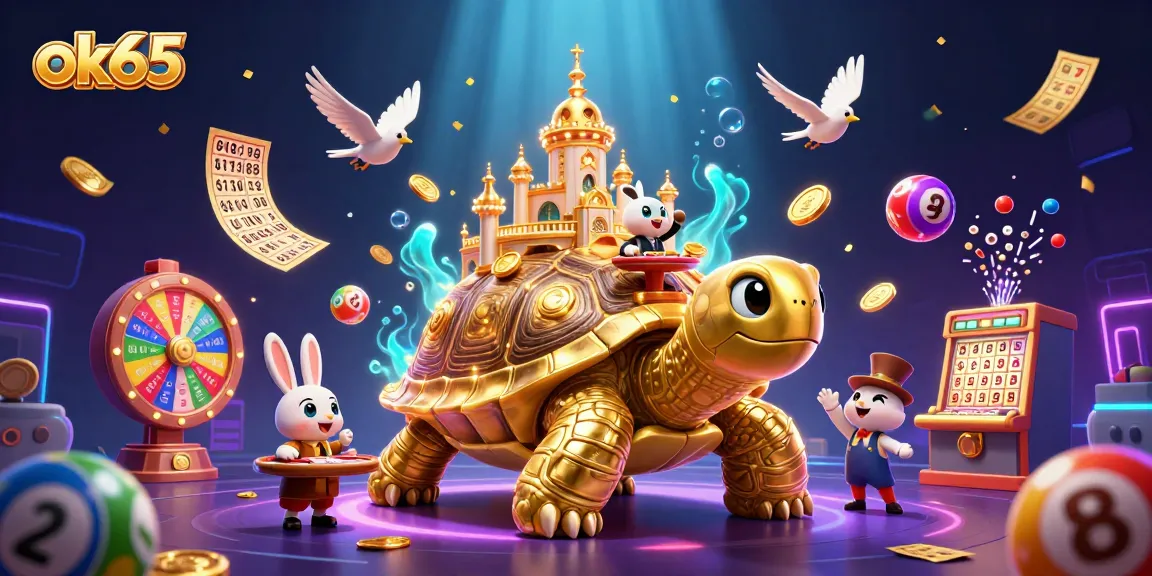 Experience the thrilling ok65 casino action with a vibrant 3D illustration filled with dynamic game elements.