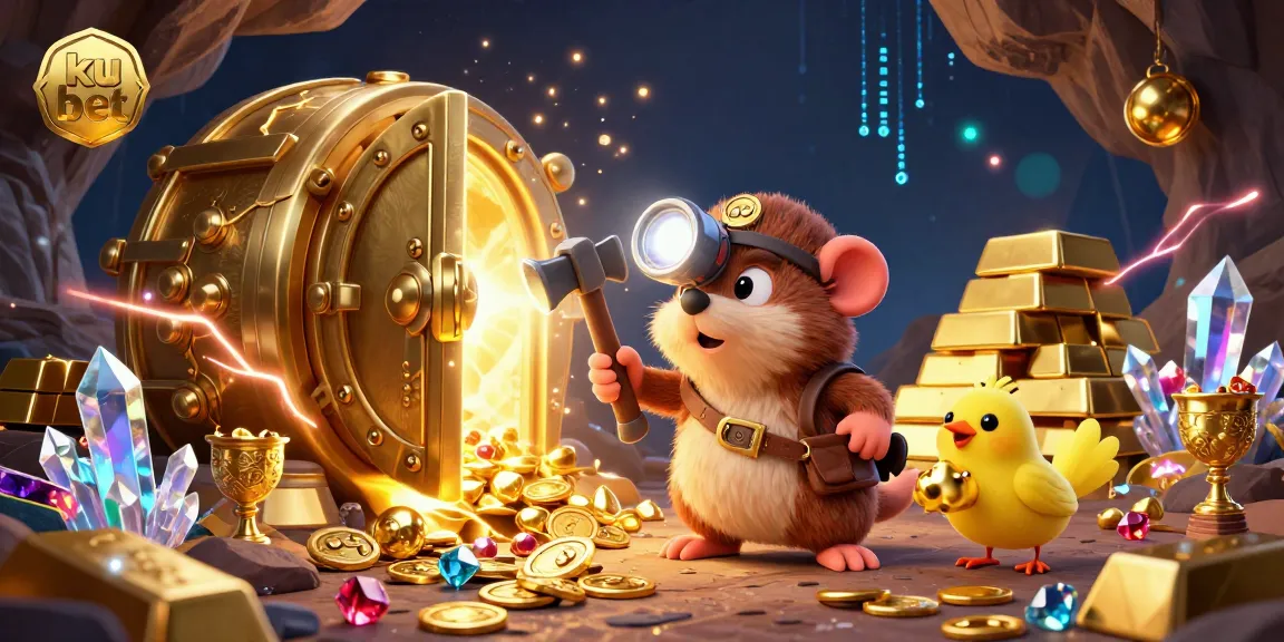 Engage in thrilling slots at ku bet with treasures and jewels amidst vibrant 3D visuals.
