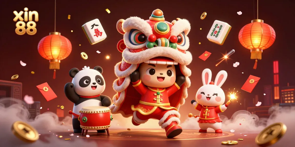 Experience thrilling action with xin 88 in this vibrant gaming illustration filled with joyful characters and casino elements.