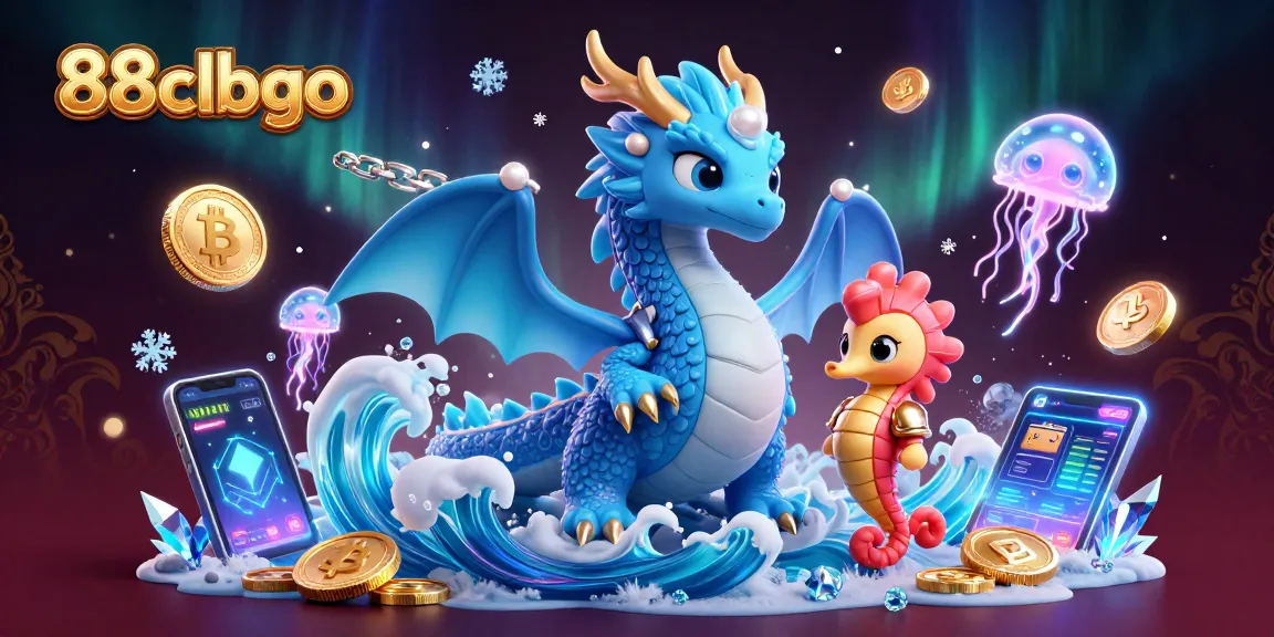 Experience the thrilling 88clbgo action with a dynamic illustration featuring an azure dragon and crypto elements.