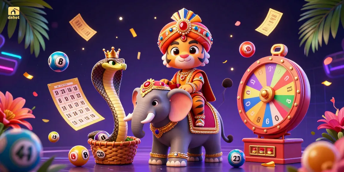 Experience the excitement of debet with colorful tickets and lottery elements in a vibrant casino scene.