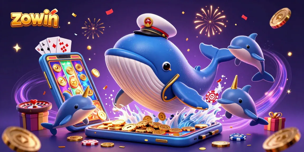 Experience exhilarating gaming with Zowin featuring vibrant animated casino elements.