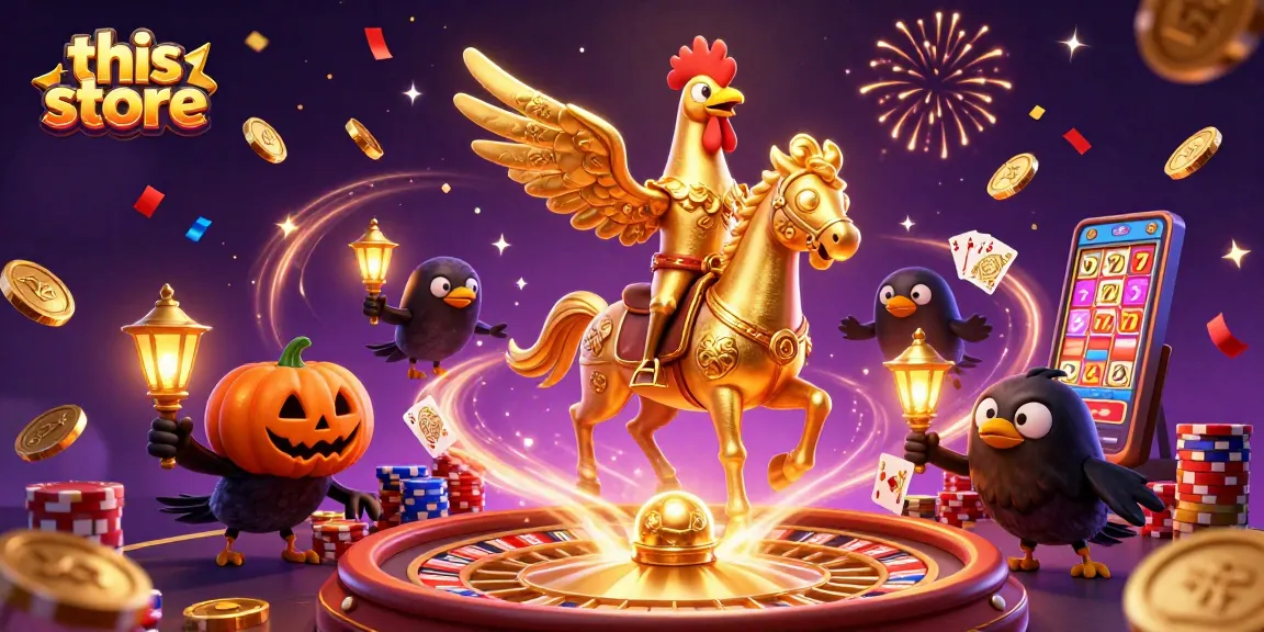 Spin to win at this store with vibrant casino energy and colorful gambling elements.