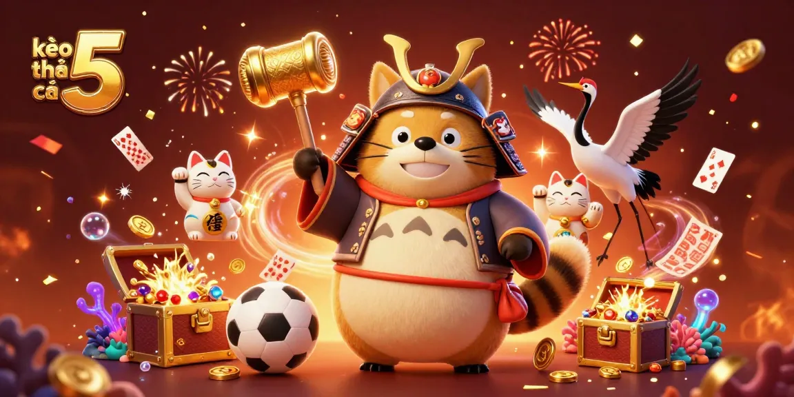 Engage with kèo nhà cái 5 while celebrating wins in a vibrant 3D sports betting illustration.