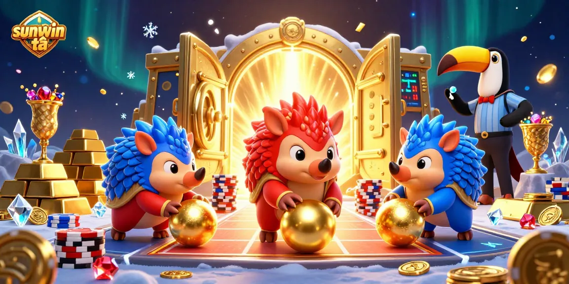 Engage in thrilling gameplay with sunwin tải as pangolins compete in a vibrant casino scene.