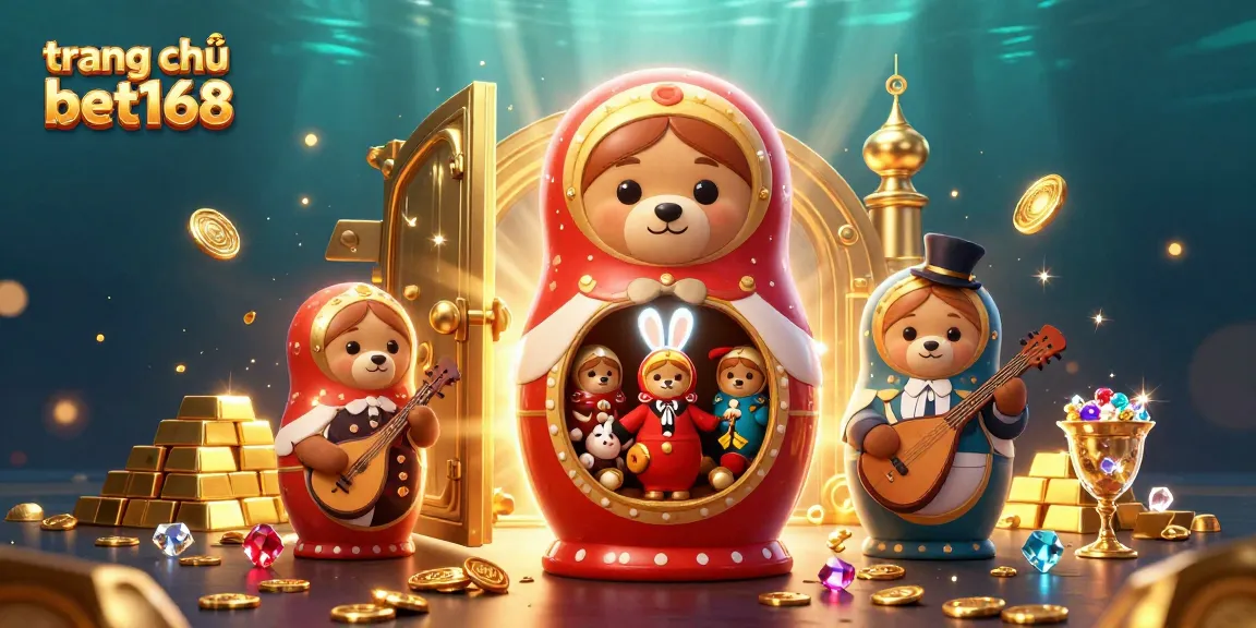 Explore the lively scene at trang chủ bet168 featuring casino-themed characters and treasures.