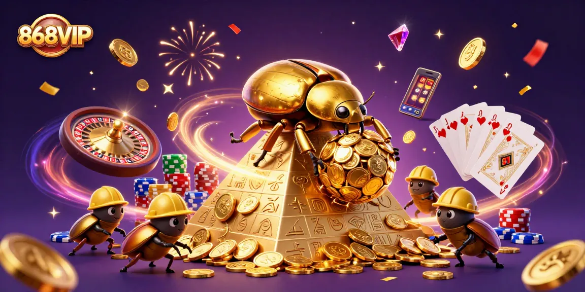Engage with 868VIP's vibrant casino experience featuring golden coins, rich games, and exciting wins.