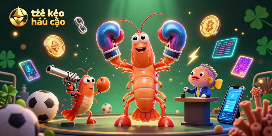 Engage with tỷ lệ kèo nhà cái visuals in a vibrant sports betting scene featuring dynamic characters and crypto elements.